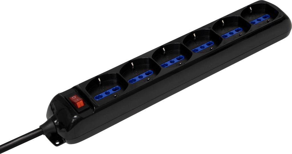 MULTIPRESA CON INTERRUTTORE 6 PRESE NERO 1.4M H05VV-F 3G1