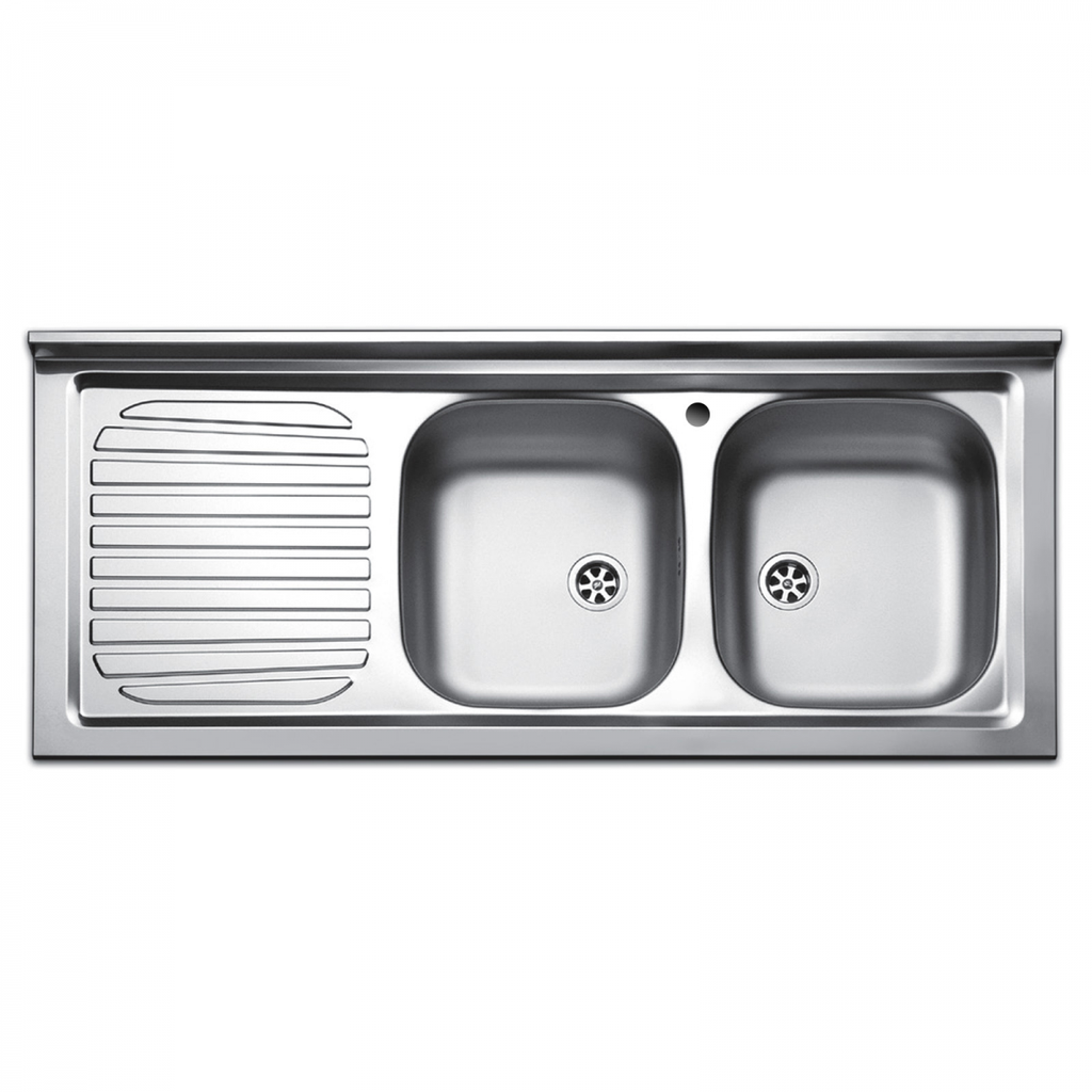 LAVELLO APPOGGIO INOX 2 VASCHE GOCCIOL 120X50CM VASCA SX