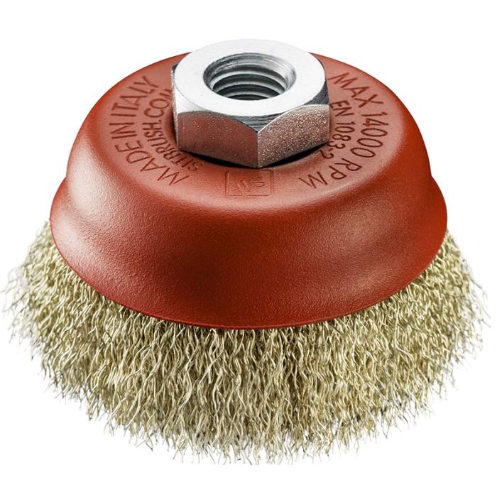 SPAZZOLA X SMERIGLIATRICE A TAZZA D.100 SP.0,30 F.14 ACCIAIO ONDULATO