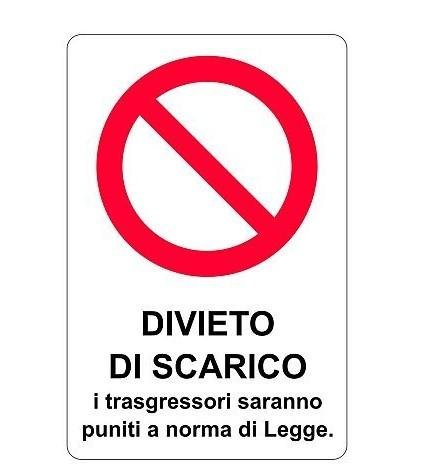 CARTELLO PVC DIVIETO DI SCARICO CM 20X30