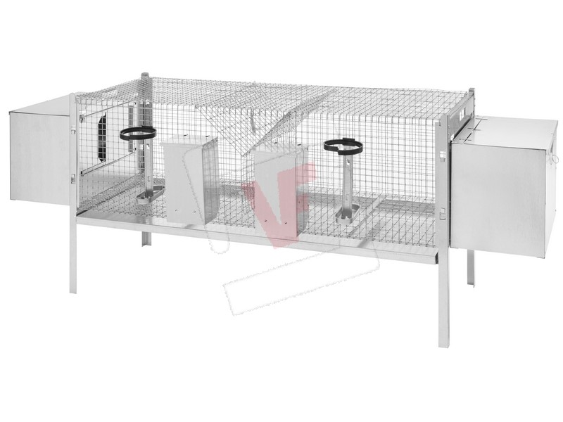 GABBIA DOPPIA PER CONIGLI CON FONDO A FETE CM.120X50X65H