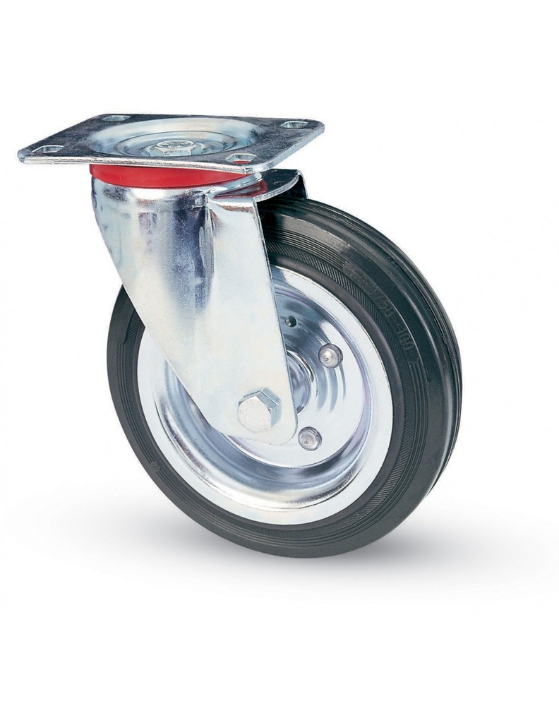 RUOTA INDUSTRIALE D.200 MM GOMMA 80 PIASTRA GIR