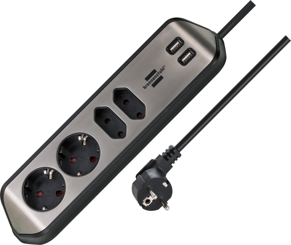 PRESA ANGOLARE CON FUNZIONE DI RICARICA USB A 4 VIE 2X SCHUKO 2X