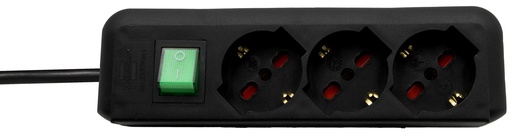 [1155509] PRESA MULTIPLA CON INTERRUTTORE 3 PRESE NERO 1.4M H05VV-F 3G1