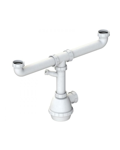 [A830] SIFONE 2 VIE X INOX S/PILETTA ATT.LAVATRICE