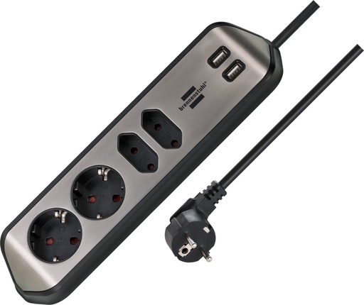 [1153590410] PRESA ANGOLARE CON FUNZIONE DI RICARICA USB A 4 VIE 2X SCHUKO 2X